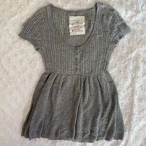 Y2K Hollister Scoop Neck Top Womens Sz Medium Babydoll Cable Knit Bella Swan